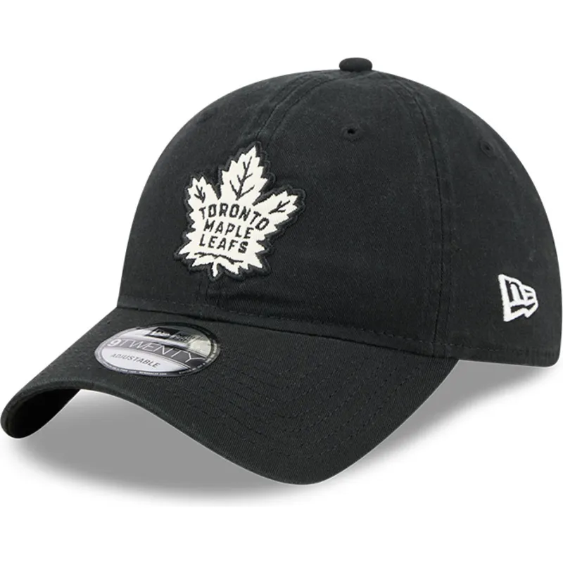 schwarze-verstellbare-curved-cap-9twenty-stamp-der-toronto-maple-leafs-nhl-von-new-era