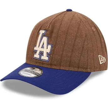 Cap zaoblená brown adjustable strap 9TWENTY A Frame Wool Pinstripe Los Angeles Dodgers MLB New Era