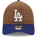 gorra-curva-marron-y-azul-ajustable-9twenty-a-frame-wool-pinstripe-de-los-angeles-dodgers-mlb-de-new-era