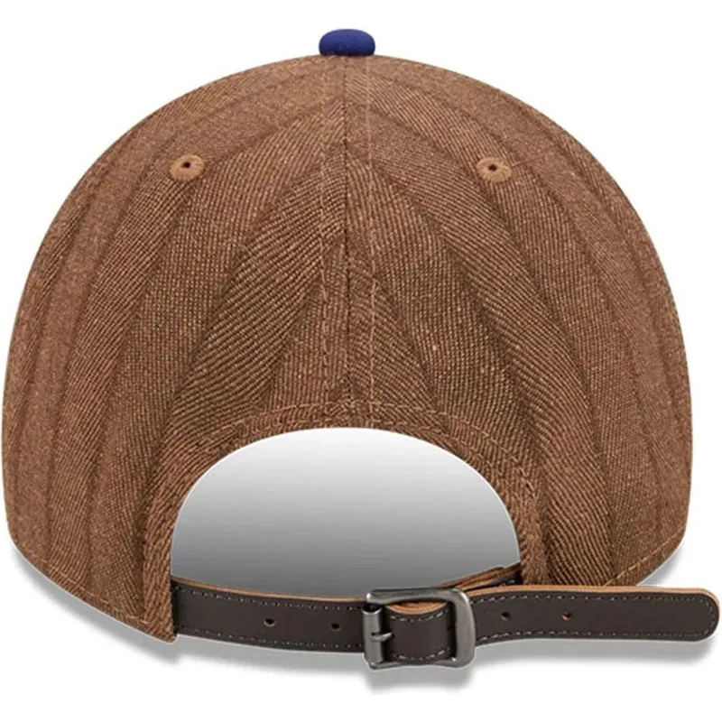 gorra-curva-marron-y-azul-ajustable-9twenty-a-frame-wool-pinstripe-de-los-angeles-dodgers-mlb-de-new-era