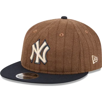 Justerbar 9FIFTY Retro Crown Ull Pinstripe Brun och Marinblå Flat Keps New York Yankees MLB från New Era