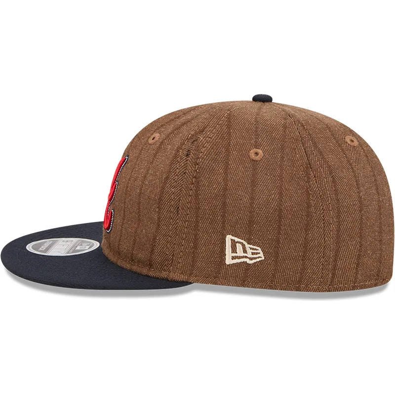 atlanta-braves-mlb-new-era-justerbar-9fifty-retro-crown-ull-randig-brun-och-marinbla-platt-keps
