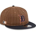 braune-und-marineblaue-verstellbare-flache-kappe-9fifty-retro-crown-wool-pinstripe-der-detroit-tigers-mlb-von-new-era