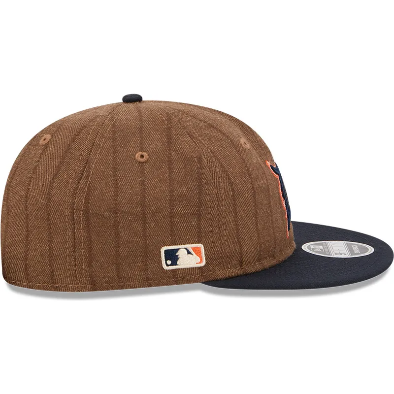 gorra-plana-marron-y-azul-marino-ajustable-9fifty-retro-crown-wool-pinstripe-de-detroit-tigers-mlb-de-new-era