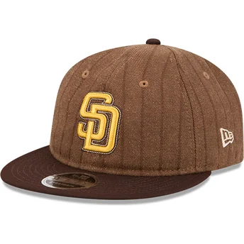 Brun justerbar platt keps 9FIFTY Retro Crown Wool Pinstripe från San Diego Padres MLB av New Era