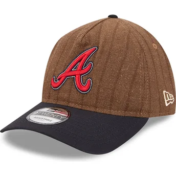 Cap zaoblená brown adjustable strap 9TWENTY A Frame Wool Pinstripe Atlanta Braves MLB New Era