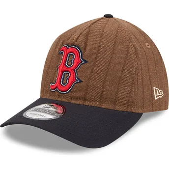 Verstellbare braun-marineblaue 9TWENTY A Frame Wool Pinstripe Kappe der Boston Red Sox MLB von New Era