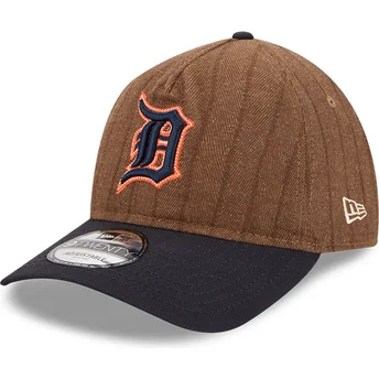 Čepice zaoblená hnědá nastavitelný 9TWENTY A Frame Wool Pinstripe Detroit Tigers MLB New Era