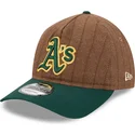 gorra-curva-marron-y-verde-ajustable-9twenty-a-frame-wool-pinstripe-de-oakland-athletics-mlb-de-new-era
