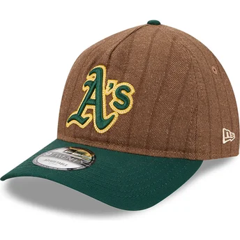Cap zaoblená brown adjustable strap 9TWENTY A Frame Wool Pinstripe Oakland Athletics MLB New Era