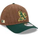 justerbar-brun-och-gron-bojd-keps-9twenty-a-frame-wool-pinstripe-oakland-athletics-mlb-fran-new-era