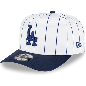 Los Angeles Dodgers MLB New Era 9FIFTY A Frame Satin Pinstripe vit och blå snapback-keps