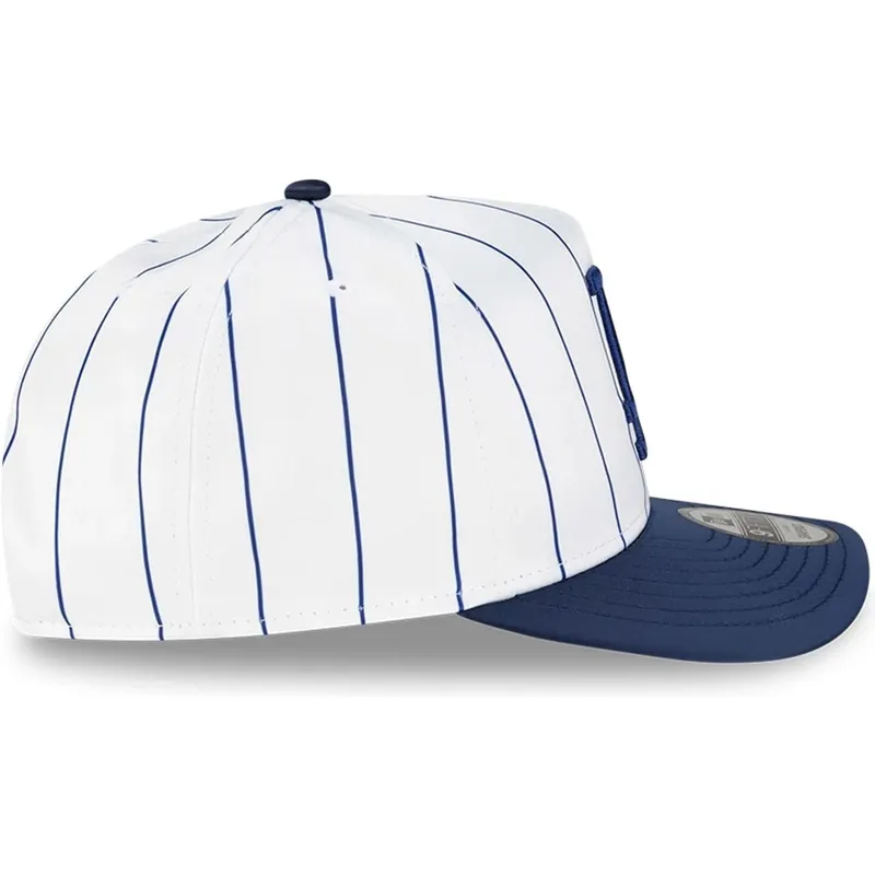 weisse-und-blaue-gebogene-snapback-kappe-9fifty-a-frame-satin-pinstripe-der-los-angeles-dodgers-mlb-von-new-era