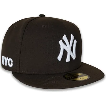 Čepice rovná hnědá přiléhavá 59FIFTY NYC Side New York Yankees MLB New Era