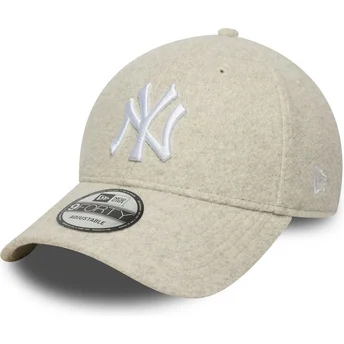 New Era New York Yankees MLB 9FORTY Melton Wool beige böjd skärm snapback keps