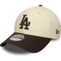 justerbar-beige-och-brun-bojd-keps-9forty-side-patch-los-angeles-dodgers-mlb-fran-new-era