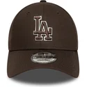 braune-verstellbare-curved-cap-9forty-outline-der-los-angeles-dodgers-mlb-von-new-era