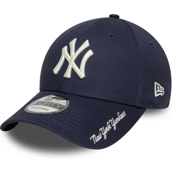 Marineblaue verstellbare Curved Cap 9FORTY Visor Script der New York Yankees MLB von New Era