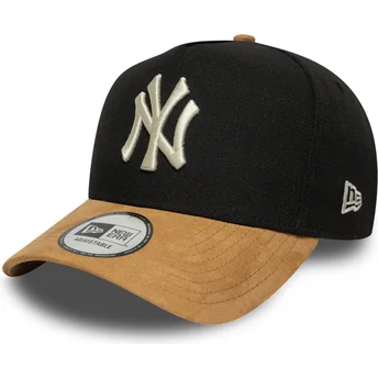 Gorra curva negra y marrón snapback 9FORTY E Frame Suede Visor de New York Yankees MLB de New Era