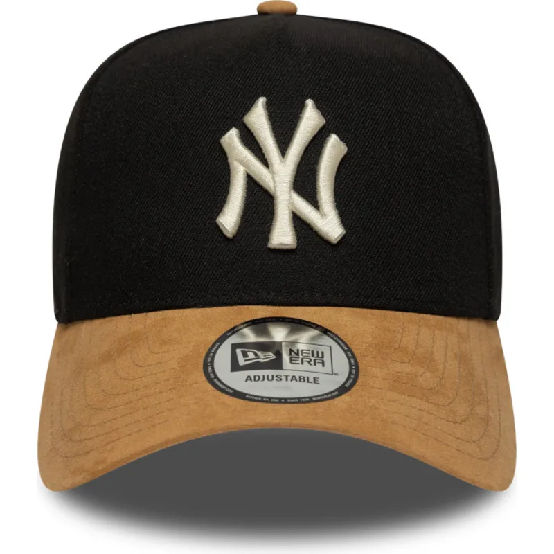 svart-och-brun-bojd-snapback-keps-9forty-e-frame-suede-visor-new-york-yankees-mlb-fran-new-era