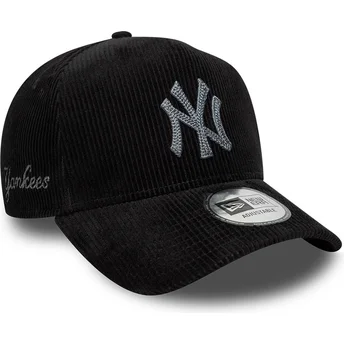 Schwarze verstellbare gebogene Kappe 9FORTY E Frame Cord der New York Yankees MLB von New Era