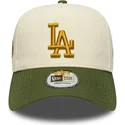 gorra-curva-beige-y-verde-snapback-9forty-e-frame-world-series-patch-de-los-angeles-dodgers-mlb-de-new-era