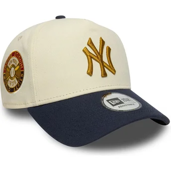 Gorra curva beige y azul marino snapback 9FORTY E Frame World Series Patch de New York Yankees MLB de New Era