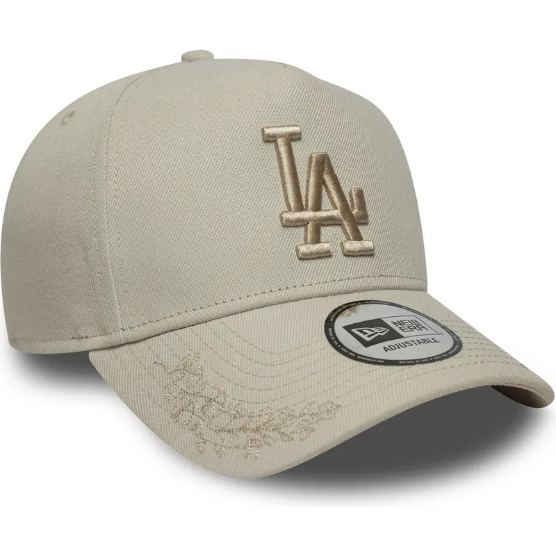 beige-gebogene-snapback-kappe-mit-beigem-logo-9forty-e-frame-tonal-icon-der-los-angeles-dodgers-mlb-von-new-era