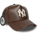 new-era-new-york-yankees-mlb-9forty-e-frame-img-leather-verstellbare-braune-kappe-mit-gebogenem-schirm