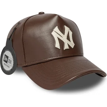 Gorra curva marrón ajustable 9FORTY E Frame Img Leather de New York Yankees MLB de New Era