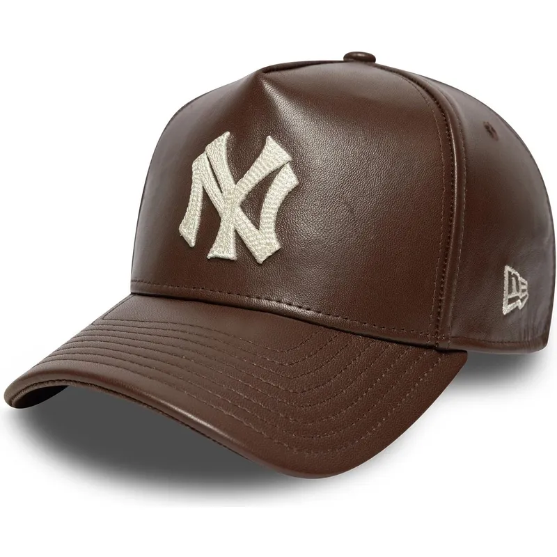 gorra-curva-marron-ajustable-9forty-e-frame-img-leather-de-new-york-yankees-mlb-de-new-era