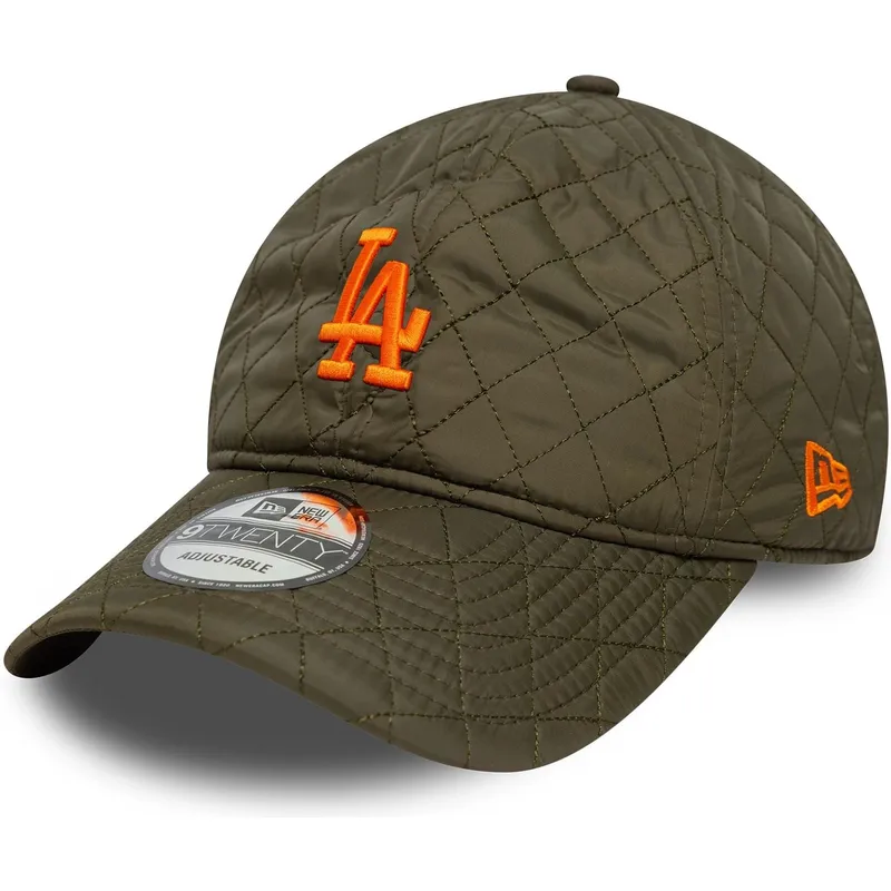 gron-justerbar-bojd-keps-med-orange-logotyp-9twenty-quilted-los-angeles-dodgers-mlb-fran-new-era