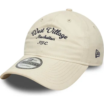 Beige verstellbare Curved Cap West Village 9TWENTY Wordmark von New Era