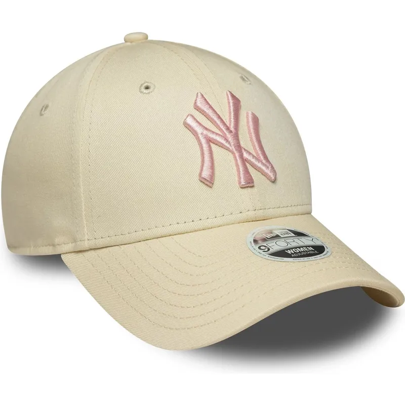 bojd-beige-justerbar-keps-for-dam-med-rosa-logotyp-9forty-league-essential-fran-new-york-yankees-mlb-av-new-era