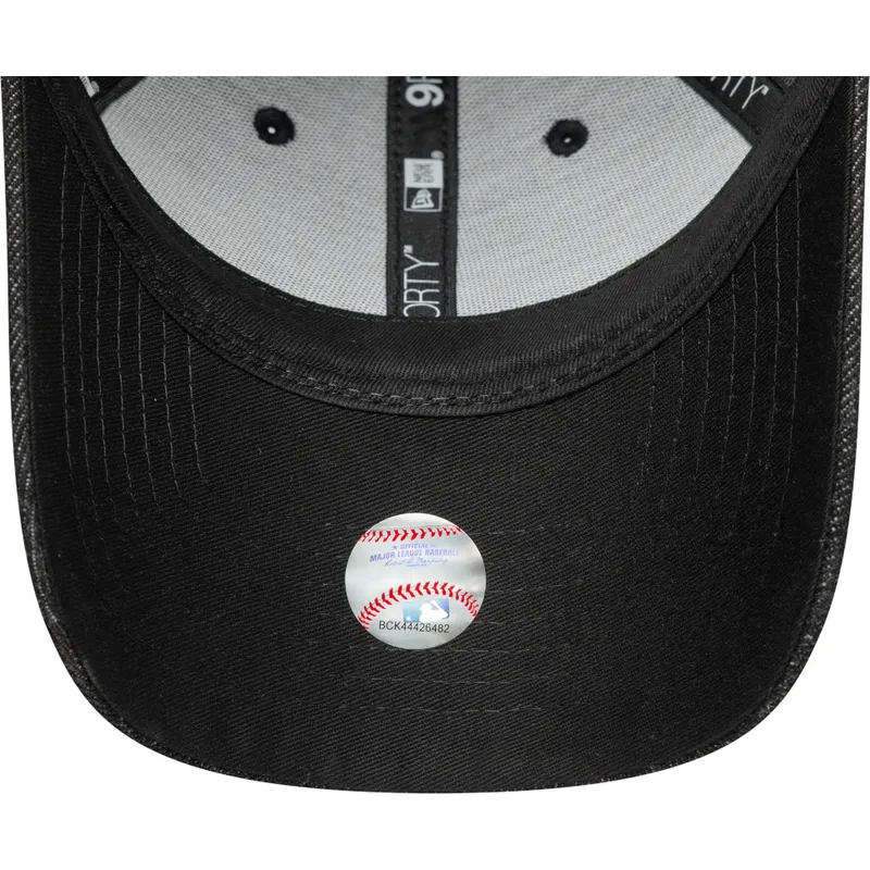 svart-justerbar-kurvad-keps-for-dam-9forty-sequin-denim-fran-los-angeles-dodgers-mlb-av-new-era