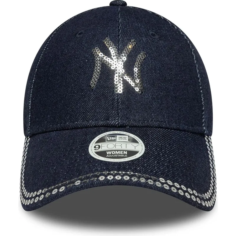 new-era-new-york-yankees-mlb-9forty-sequin-denim-justerbar-marinbla-bojd-keps-for-dam
