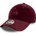 new-era-mlb-los-angeles-dodgers-9forty-velour-verstellbare-damen-kappe-mit-gebogenem-schirm-in-bordeaux