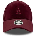 new-era-mlb-los-angeles-dodgers-9forty-velour-verstellbare-damen-kappe-mit-gebogenem-schirm-in-bordeaux