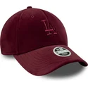 new-era-mlb-los-angeles-dodgers-9forty-velour-verstellbare-damen-kappe-mit-gebogenem-schirm-in-bordeaux