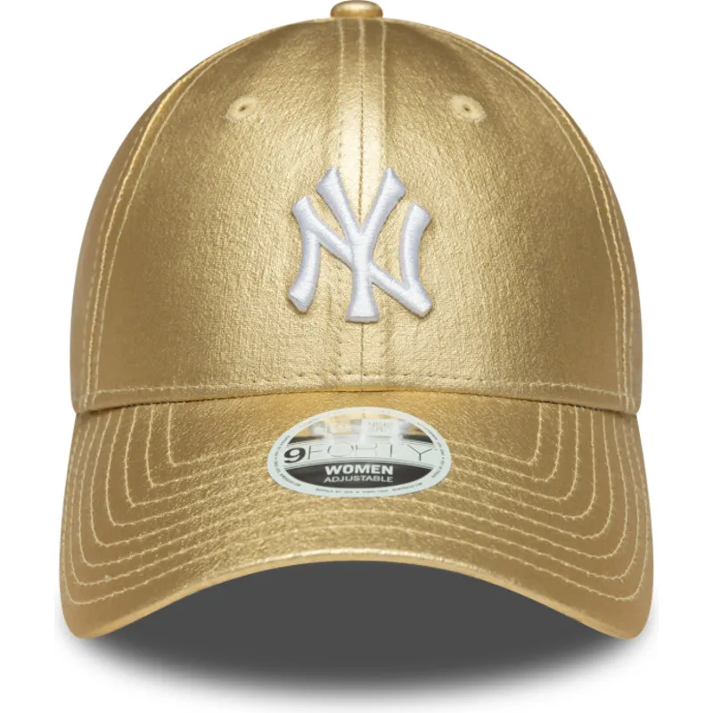 goldene-gebogene-verstellbare-damenkappe-9forty-metallic-der-new-york-yankees-mlb-von-new-era