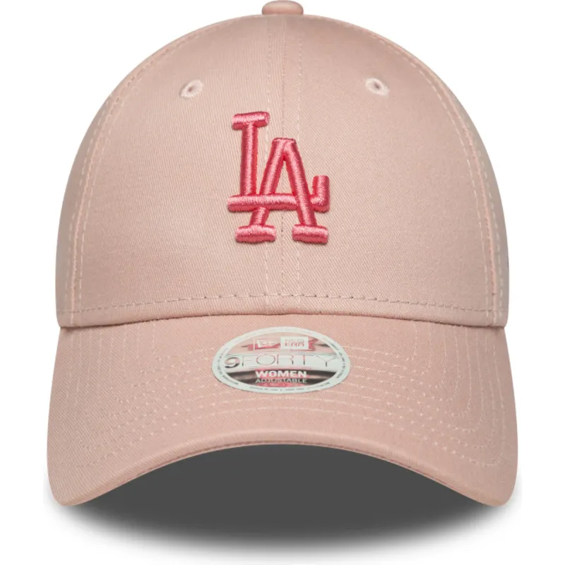 gorra-curva-rosa-ajustable-para-mujer-con-logo-rosa-9forty-league-essential-de-los-angeles-dodgers-mlb-de-new-era