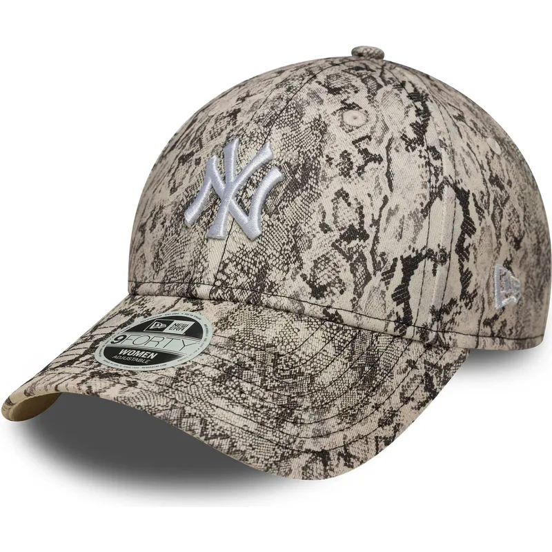 graue-verstellbare-curved-cap-fur-damen-9forty-snake-der-new-york-yankees-mlb-von-new-era