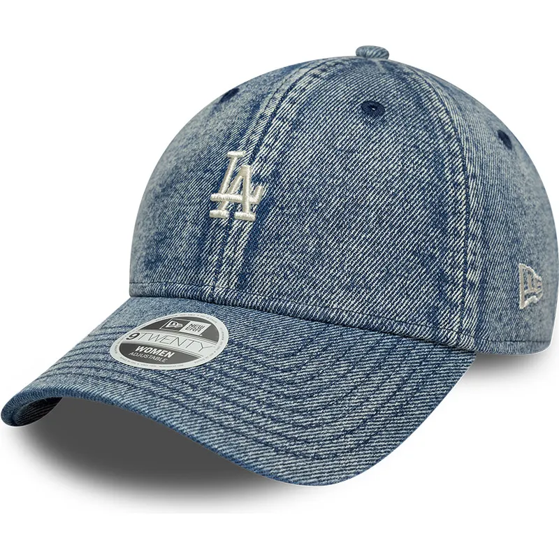 9twenty-justerbar-bla-denim-bojd-keps-for-kvinnor-los-angeles-dodgers-mlb-fran-new-era