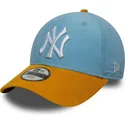 gebogene-blaue-und-braune-verstellbare-kappe-fur-kinder-9forty-cord-von-new-york-yankees-mlb-von-new-era