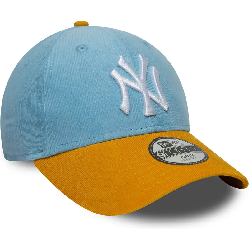 gorra-curva-azul-y-marron-ajustable-para-nino-9forty-cord-de-new-york-yankees-mlb-de-new-era