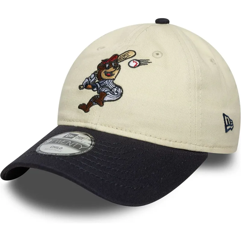 gorra-curva-beige-y-azul-marino-ajustable-para-nino-9twenty-mascot-de-new-era
