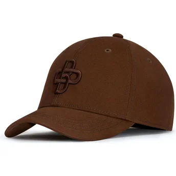 Verstellbare braune Baseballkappe mit braunem Logo, gebogener Schirm, Baseball Peach OBL061 von Oblack