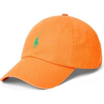 Čepice zaoblená oranžová nastavitelný pásek Cotton Chino Classic Sport Polo Ralph Lauren