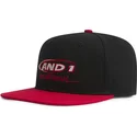 and1-snapback-kappe-mit-flachem-schirm-in-schwarz-und-rot-graffiti-logo