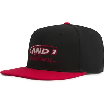 AND1 Snapback-Kappe mit flachem Schirm in Schwarz und Rot, Graffiti-Logo